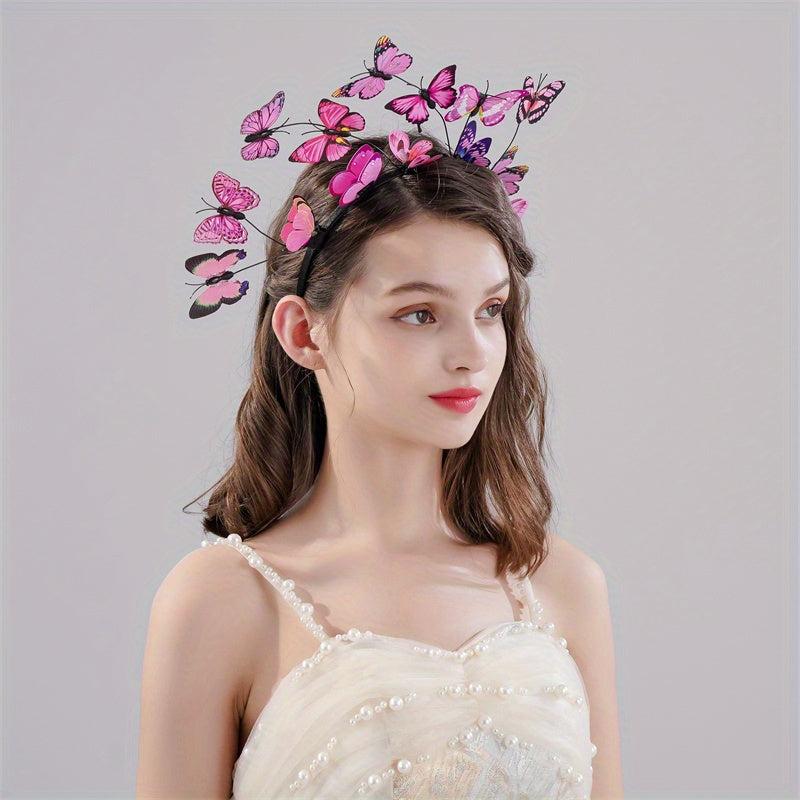 3D Butterfly Headband Crown Tea Party Halloween Accessory for Girls