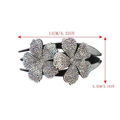 Flower Rhinestones Hair Clips Ponytail Clips Nonslip Women Hair Dovetail Clips