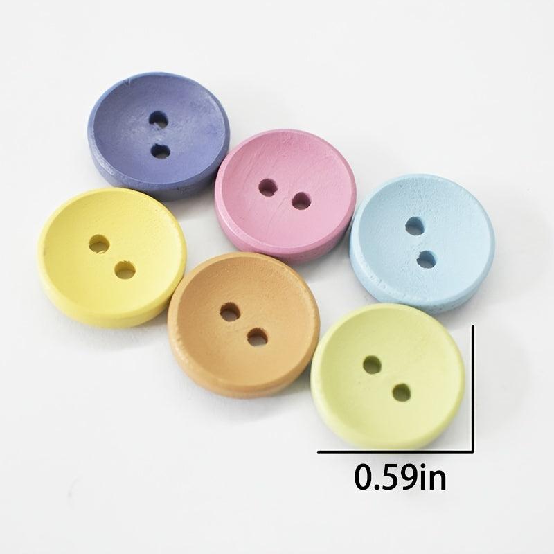 Round Wooden Buttons Fashionable DIY Clothing Accessories