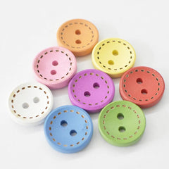 Round Wooden Buttons Fashionable DIY Clothing Accessories