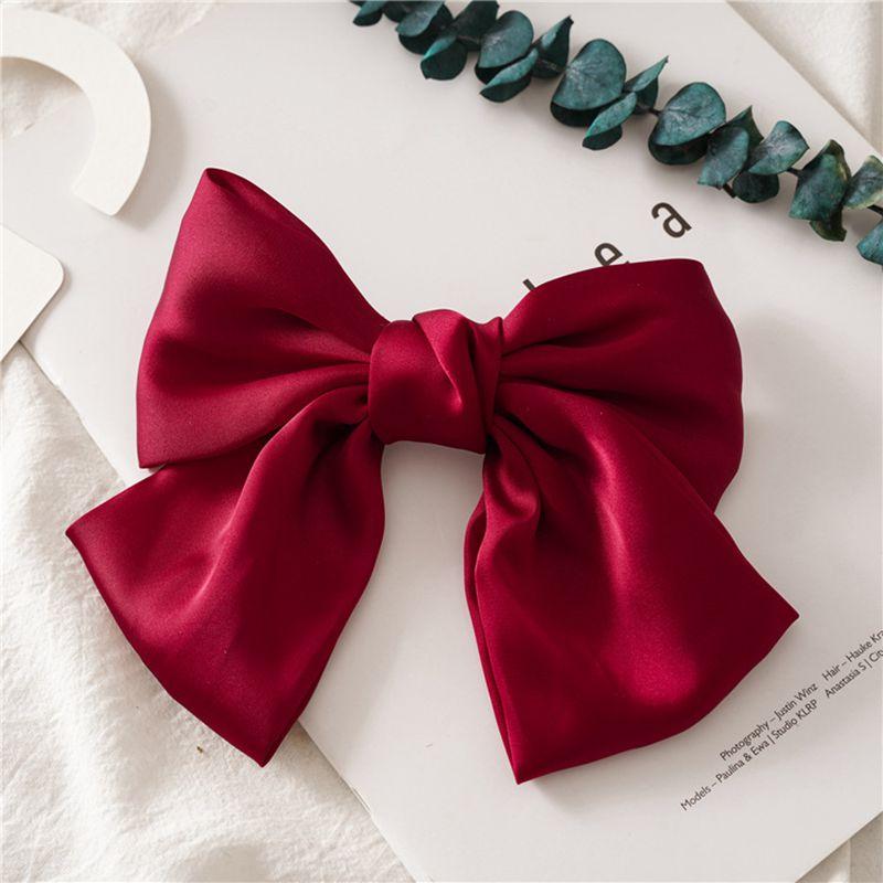 Big Satin Solid Bow Hair Clips Hairpin Women Barrettes 1pc