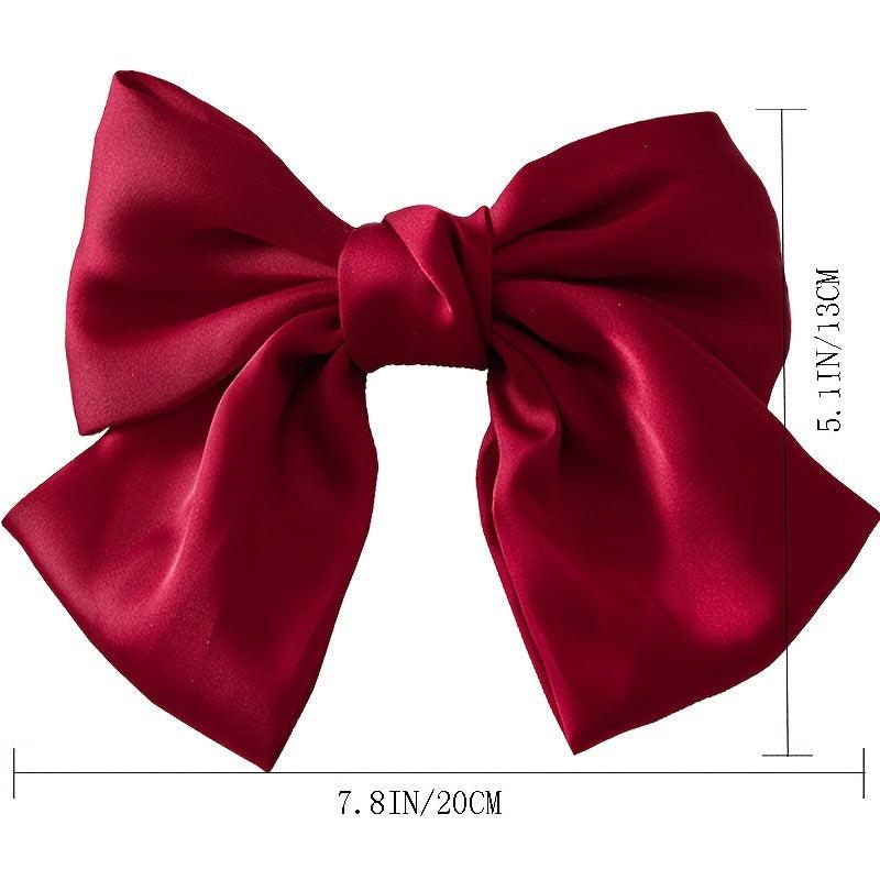 Big Satin Solid Bow Hair Clips Hairpin Women Barrettes 1pc