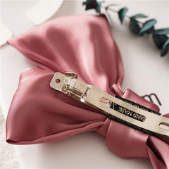 Big Satin Solid Bow Hair Clips Hairpin Women Barrettes 1pc
