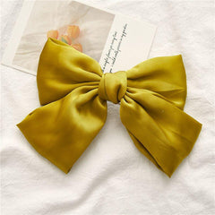 Big Satin Solid Bow Hair Clips Hairpin Women Barrettes 1pc