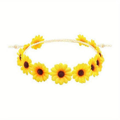 Boho Daisy Hair Wreath Bridal Headpiece for Women Girls Props Party