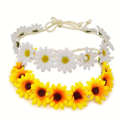 Boho Daisy Hair Wreath Bridal Headpiece for Women Girls Props Party