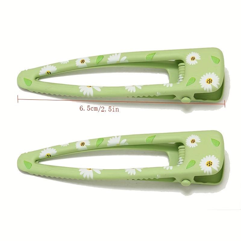 10pcs Floral Print Hair Clip Minimalist Duckbill Hair Pin Headwear