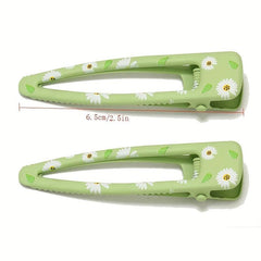 10pcs Floral Print Hair Clip Minimalist Duckbill Hair Pin Headwear