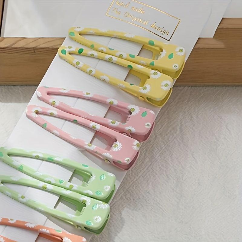 10pcs Floral Print Hair Clip Minimalist Duckbill Hair Pin Headwear