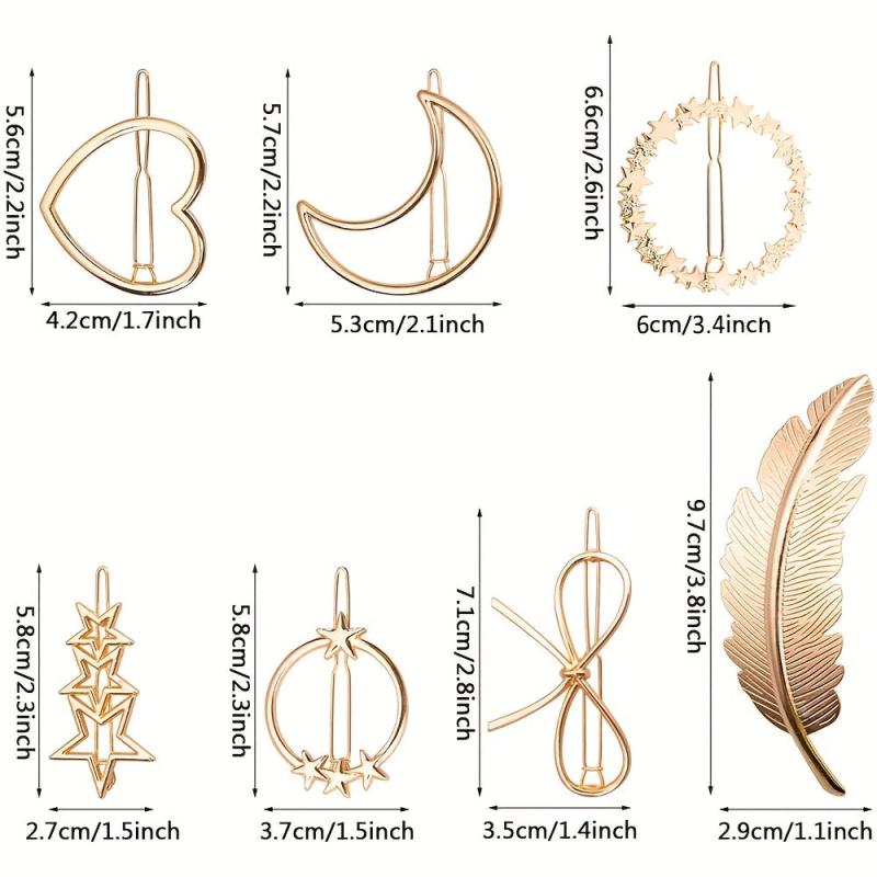 2pcs Metal Hairpin Star Leaf Moon Shape Hair Pin Bobby Pin Side Clip