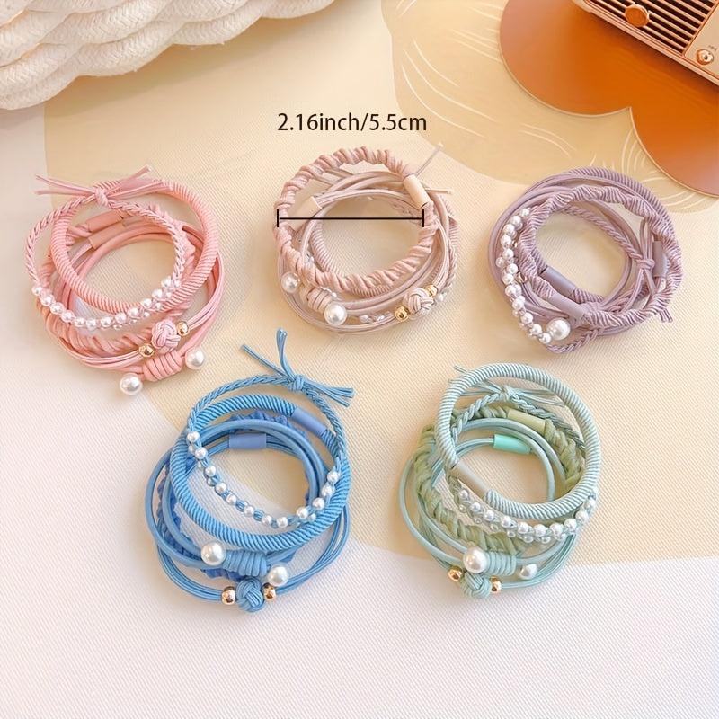 5pcs Faux Pearl Hair Tie Hair Accessories