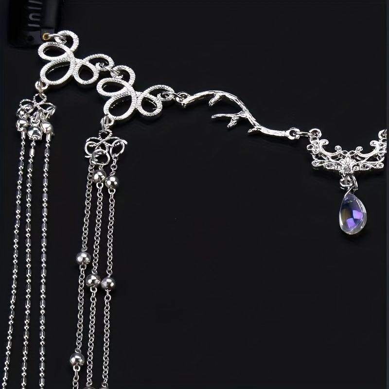 Chinese Retro Tassel Headpiece Rhinestone Hair Pin for Women