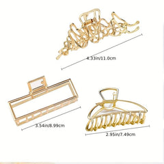 4PCS Metal Large Hair Claw Non Slip Barrette Hair Styling Accessories