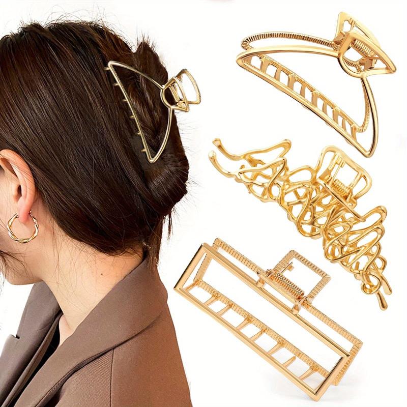 4PCS Metal Large Hair Claw Non Slip Barrette Hair Styling Accessories