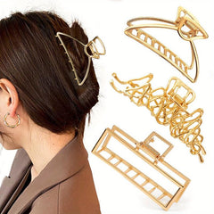4PCS Metal Large Hair Claw Non Slip Barrette Hair Styling Accessories