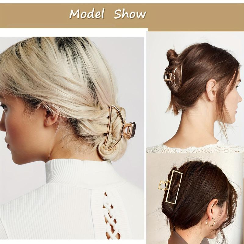 4PCS Metal Large Hair Claw Non Slip Barrette Hair Styling Accessories