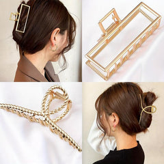 4PCS Metal Large Hair Claw Non Slip Barrette Hair Styling Accessories