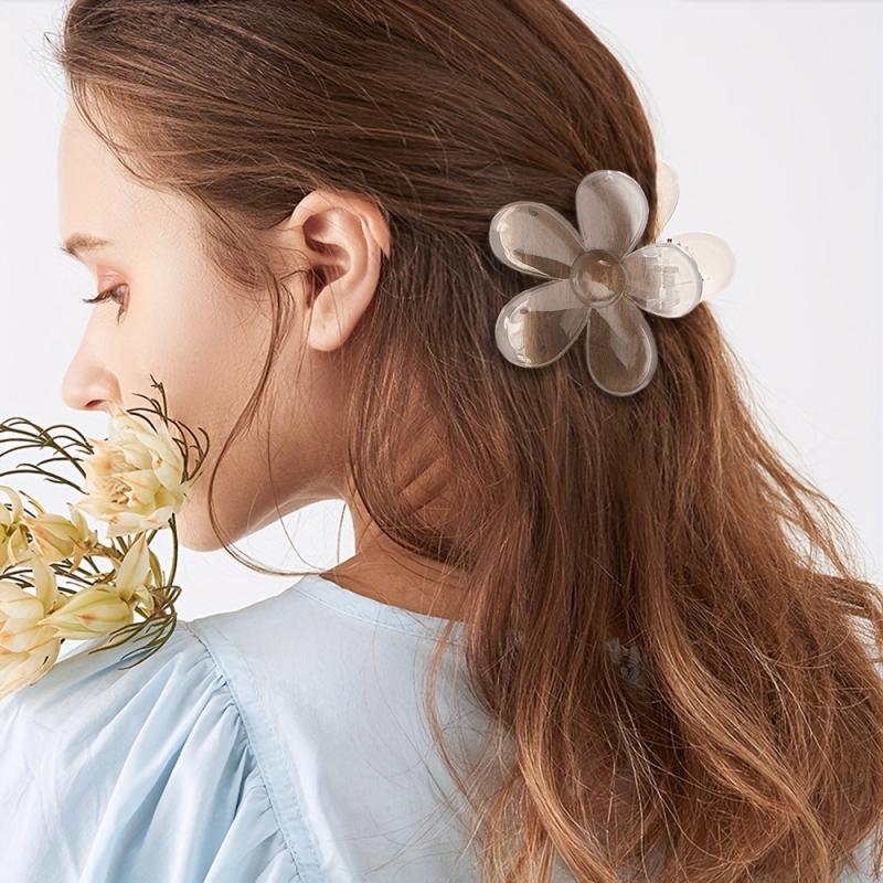 Large Flower Shaped Hair Claw Clip Ponytail Holder for Women Girls