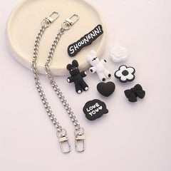 10pcs Cartoon Bunny Shoe Charm With Chain & Pattern Clogs Buckle