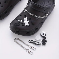 10pcs Cartoon Bunny Shoe Charm With Chain & Pattern Clogs Buckle