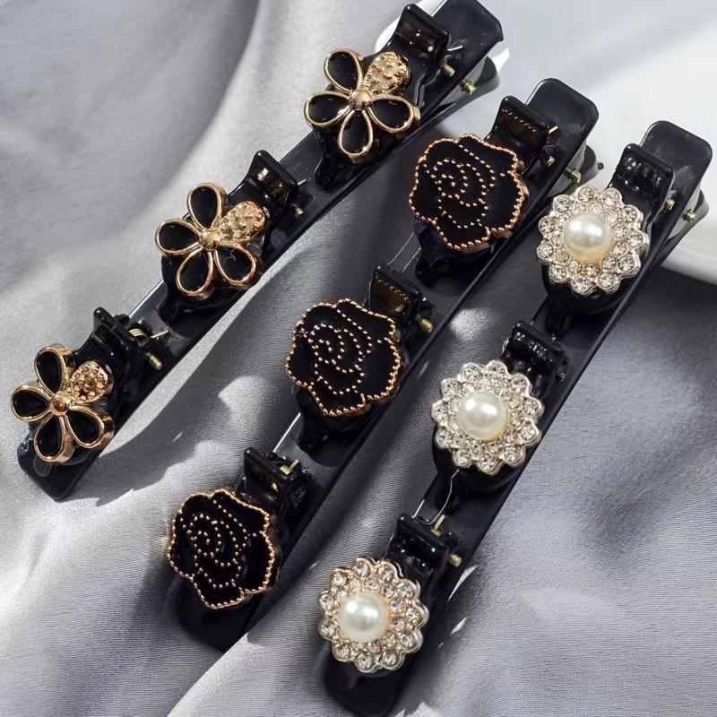 Vintage Rhinestone Faux Pearl Hairpin Barrette Hair Accessories