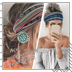 Boho Headband Sports Sweatband For Yoga Women Girls Nonslip Hair Band