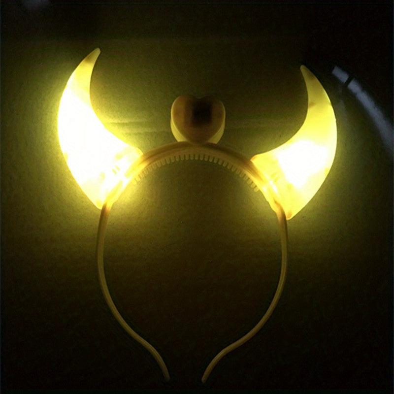 LED Devil Horns Headband Glowing Head Hoop for Halloween Cosplay