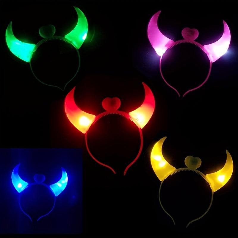 LED Devil Horns Headband Glowing Head Hoop for Halloween Cosplay