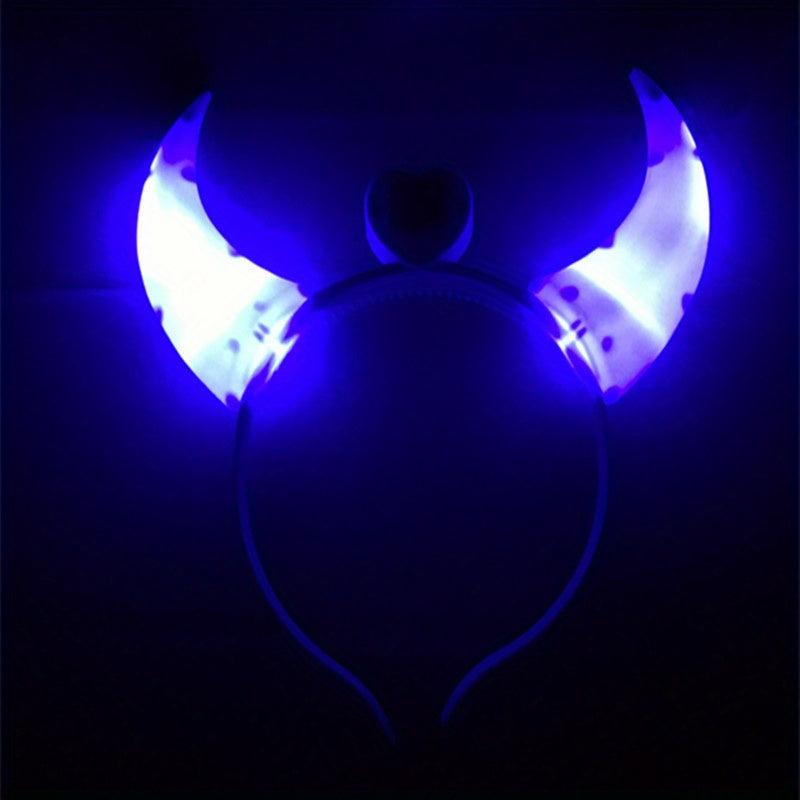 LED Devil Horns Headband Glowing Head Hoop for Halloween Cosplay
