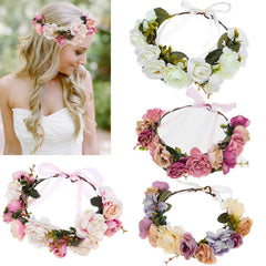 Flower Headband Wreath Floral Hair Band Wedding Festivals Seaside