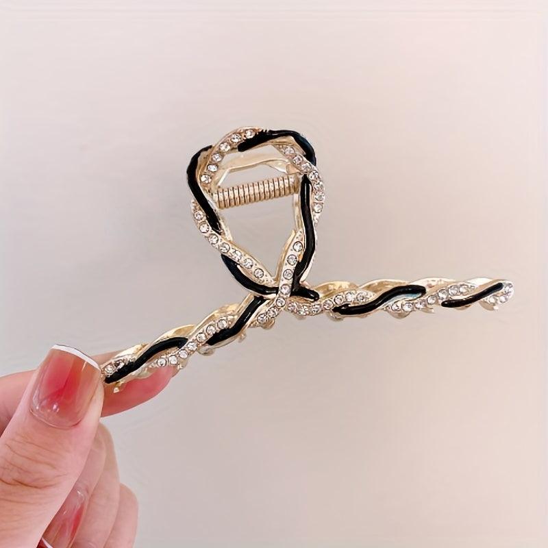 3pcs Faux Pearl Twisted Hair Claw Ponytail Holder Women Girls