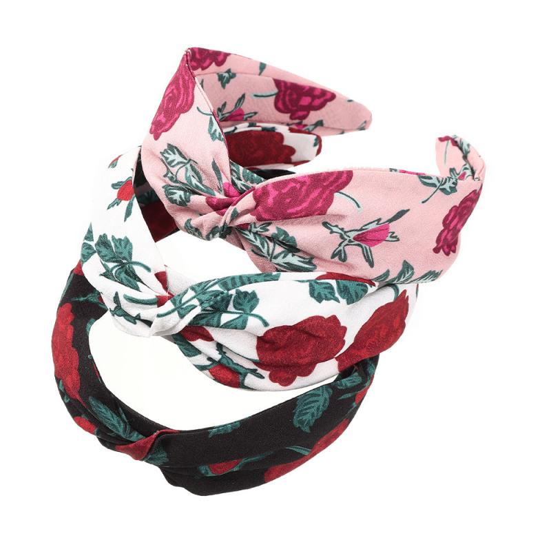Vintage Floral Headband Cross Knot Hair Band Boho Hair Accessories
