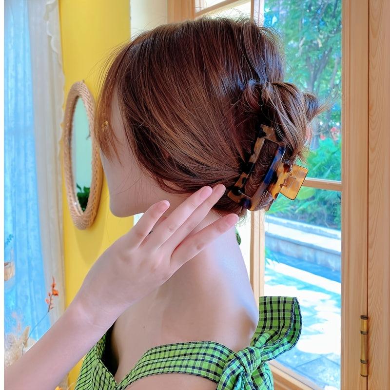 2pcs Leopard Hair Claw Clips Acrylic Hair Clamps For Long Hair