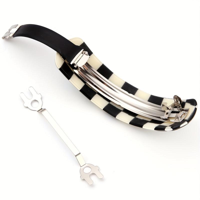 3pcs Checker Pattern Hair Clip Set Plaid Barrette Style Hair Clip