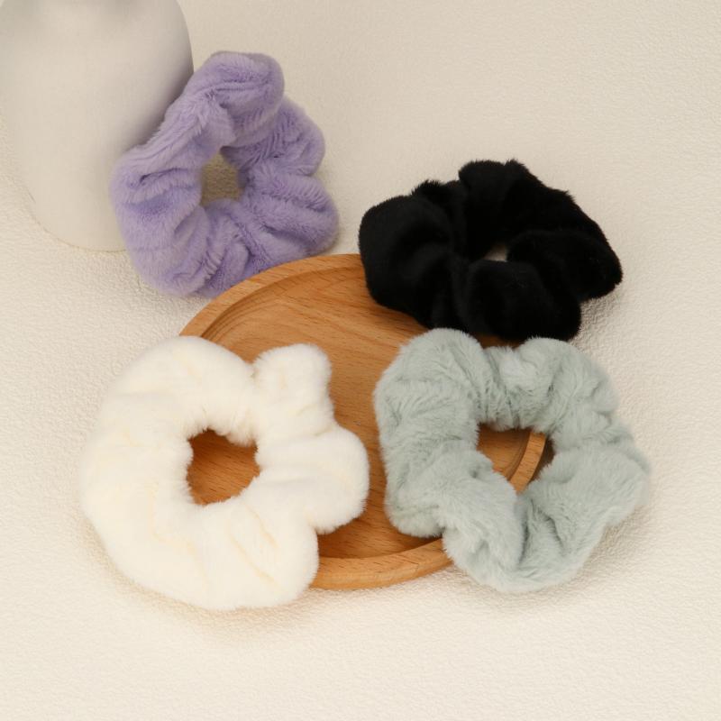 4pcs Solid Color Hair Ties Soft Velvet Scrunchies