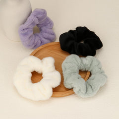 4pcs Solid Color Hair Ties Soft Velvet Scrunchies