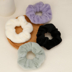 4pcs Solid Color Hair Ties Soft Velvet Scrunchies