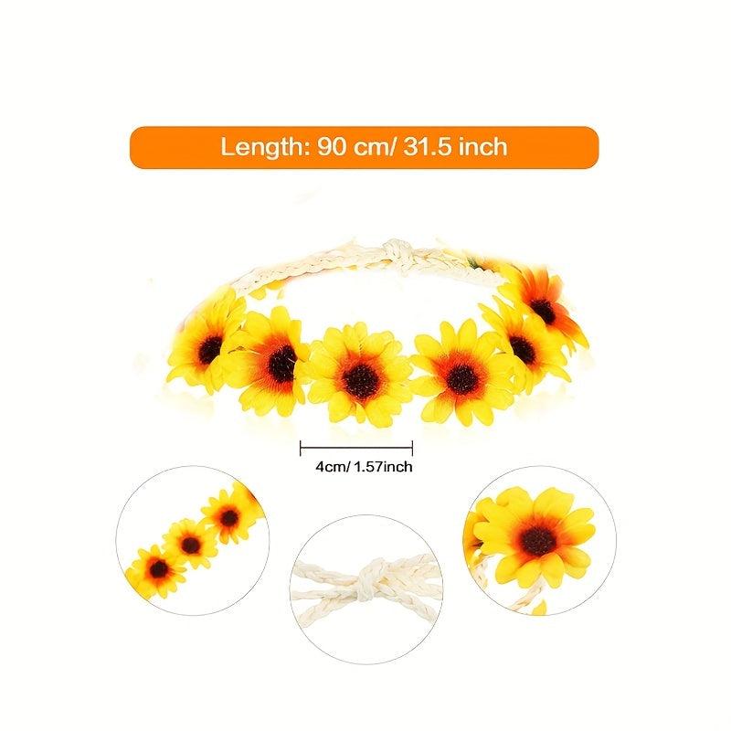 Sunflower Headband Bohemian Garland Hair Accessories Elastic Flower Crown