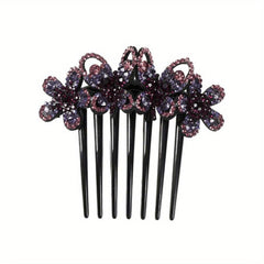 Flower & Rhinestone Hair Comb Hair Pin Hair Styling Accessory