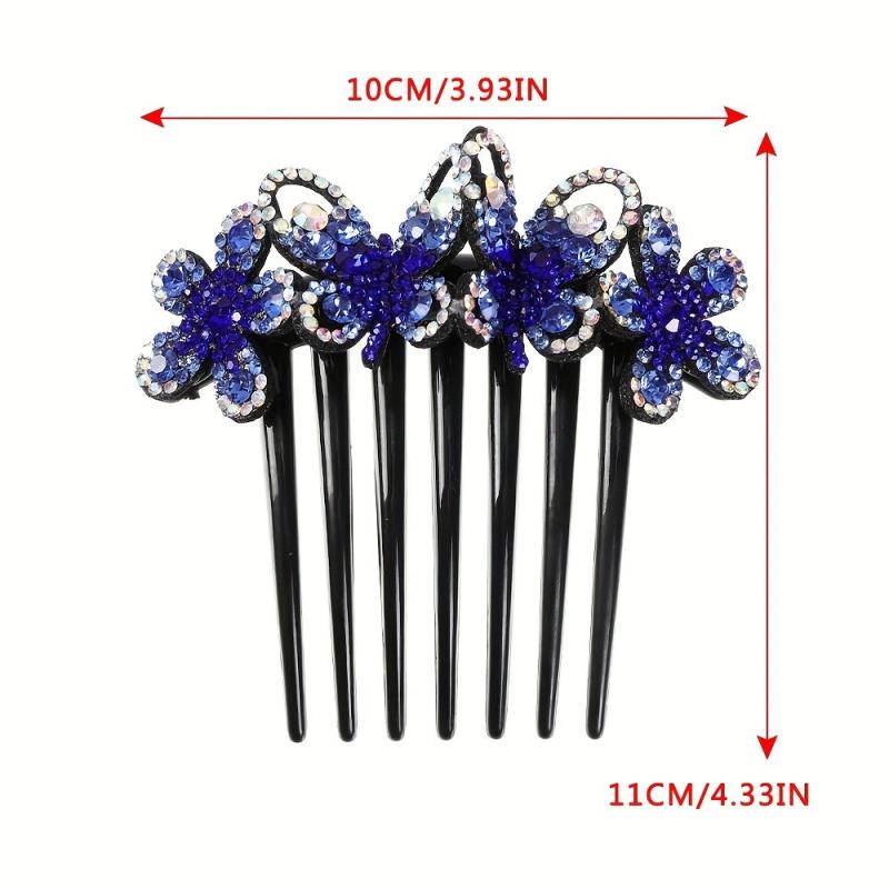 Flower & Rhinestone Hair Comb Hair Pin Hair Styling Accessory