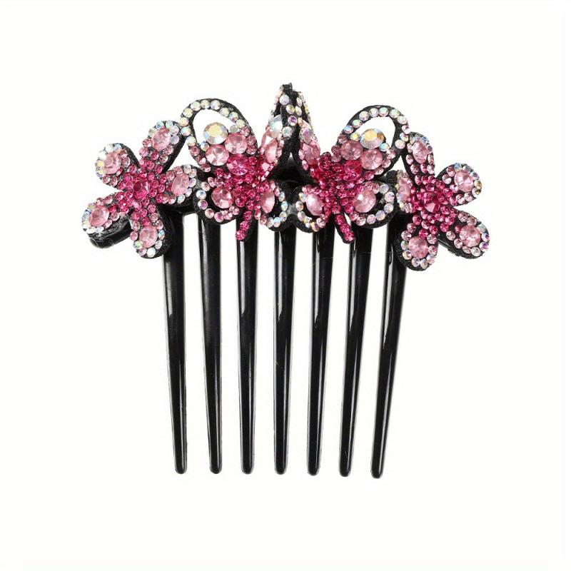 Flower & Rhinestone Hair Comb Hair Pin Hair Styling Accessory