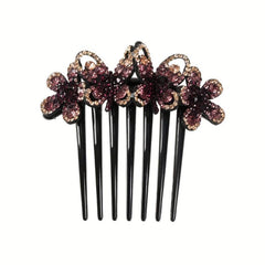 Flower & Rhinestone Hair Comb Hair Pin Hair Styling Accessory