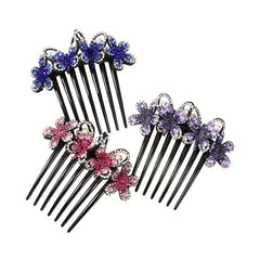 Flower & Rhinestone Hair Comb Hair Pin Hair Styling Accessory