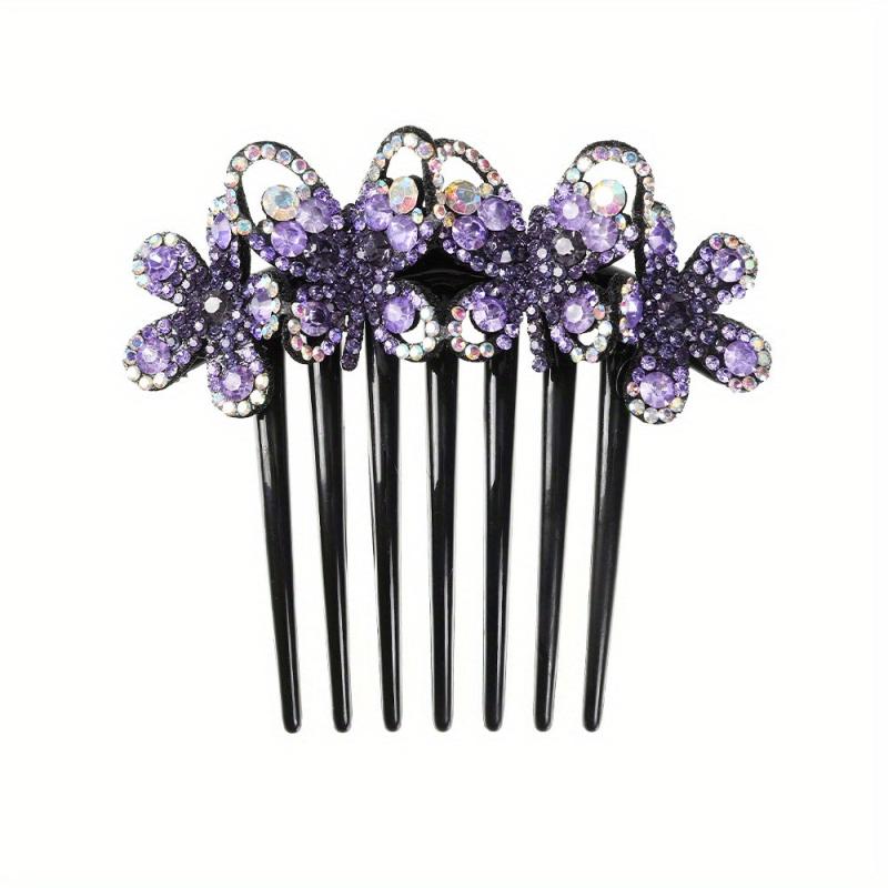 Flower & Rhinestone Hair Comb Hair Pin Hair Styling Accessory