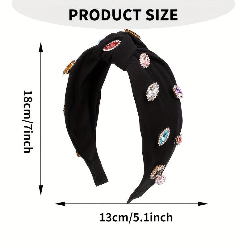 Rhinestone Decor Wide Head Hoop - Cross Knotted Headband