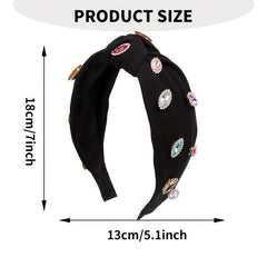 Rhinestone Decor Wide Head Hoop - Cross Knotted Headband