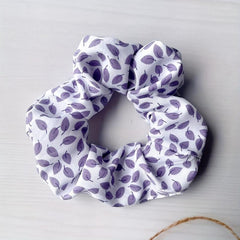 5pcs Leaf Pattern Chiffon Scrunchies Hair Tie Ponytail Holder for Women Girls