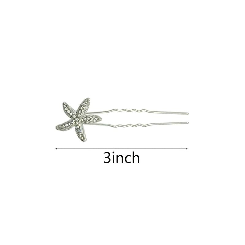 Starfish Bride Hair U pin Rhinestone Alloy Hairpin 5pcs Set