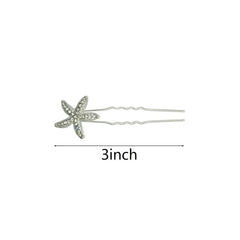 Starfish Bride Hair U pin Rhinestone Alloy Hairpin 5pcs Set