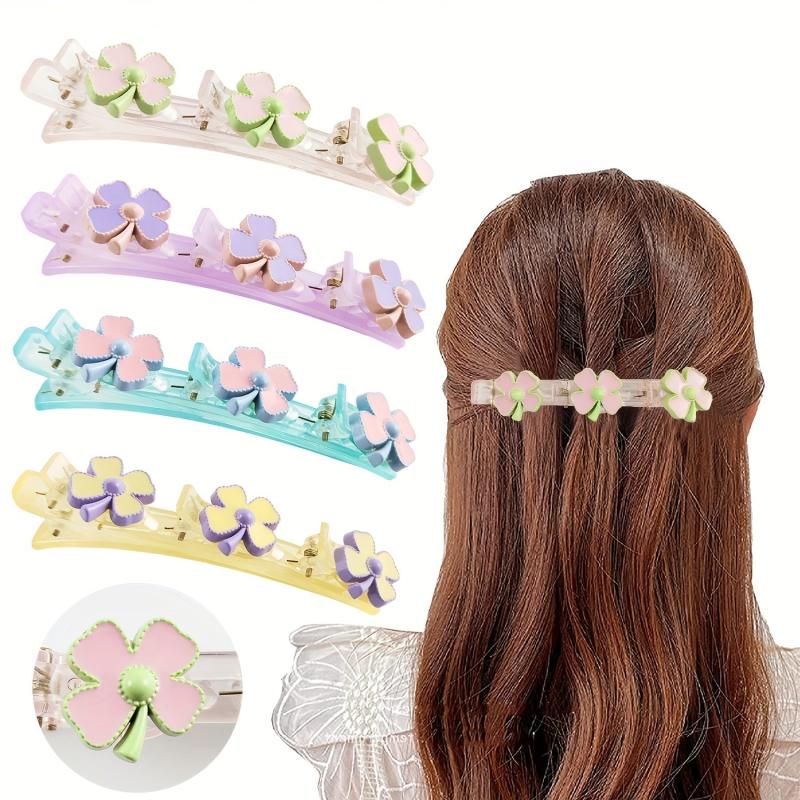Four Leaf Clover Flower Hair Clips for Girls